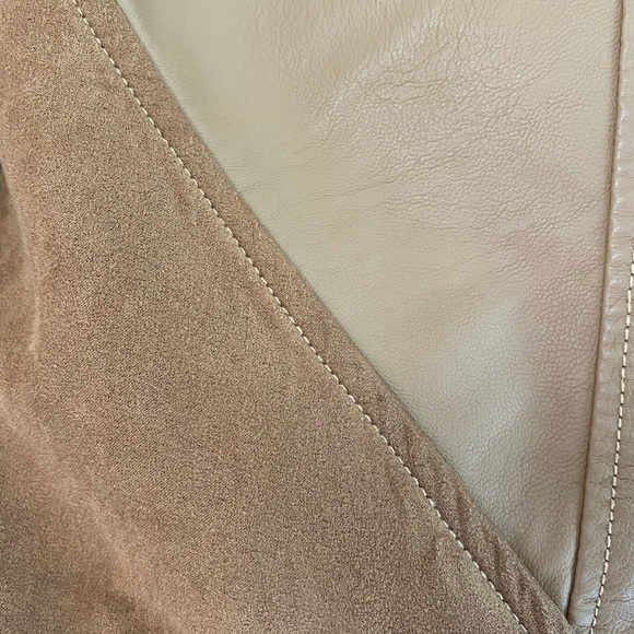 Tan faux leather and suede detail jacket - Picture 4 of 7